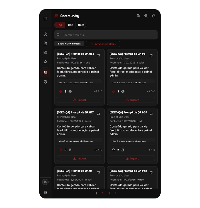 Preview da comunidade de prompts